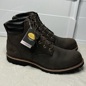 LL L.L. Bean Plain Toe Bucksport Leather Boots TEK 2.5 Vibram Soles Sz 13 NEW